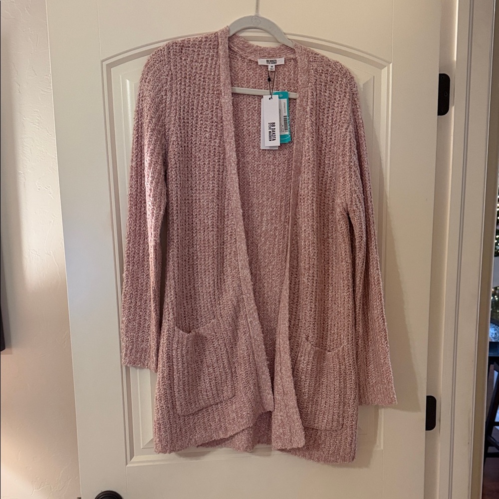 BB Dakota by Steve Madden Pink Open-Front Cardigan